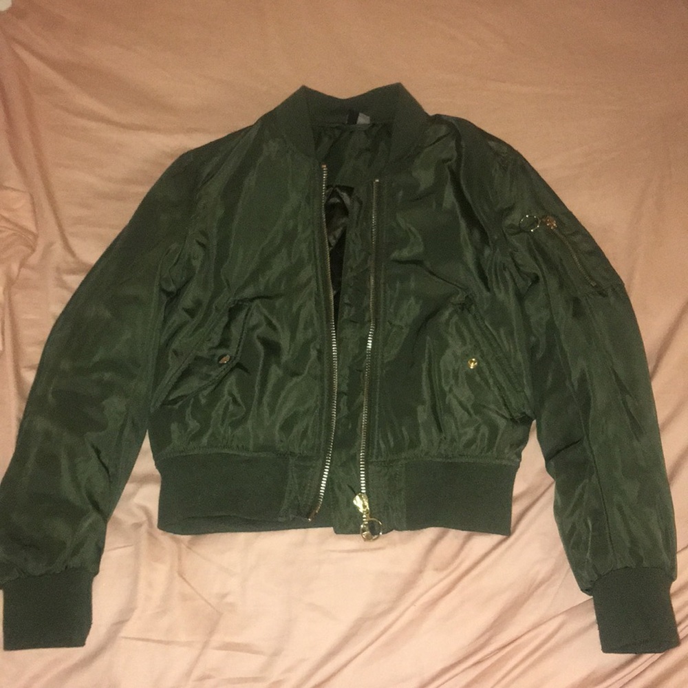 H&M Navy Green Bomber Jacket
